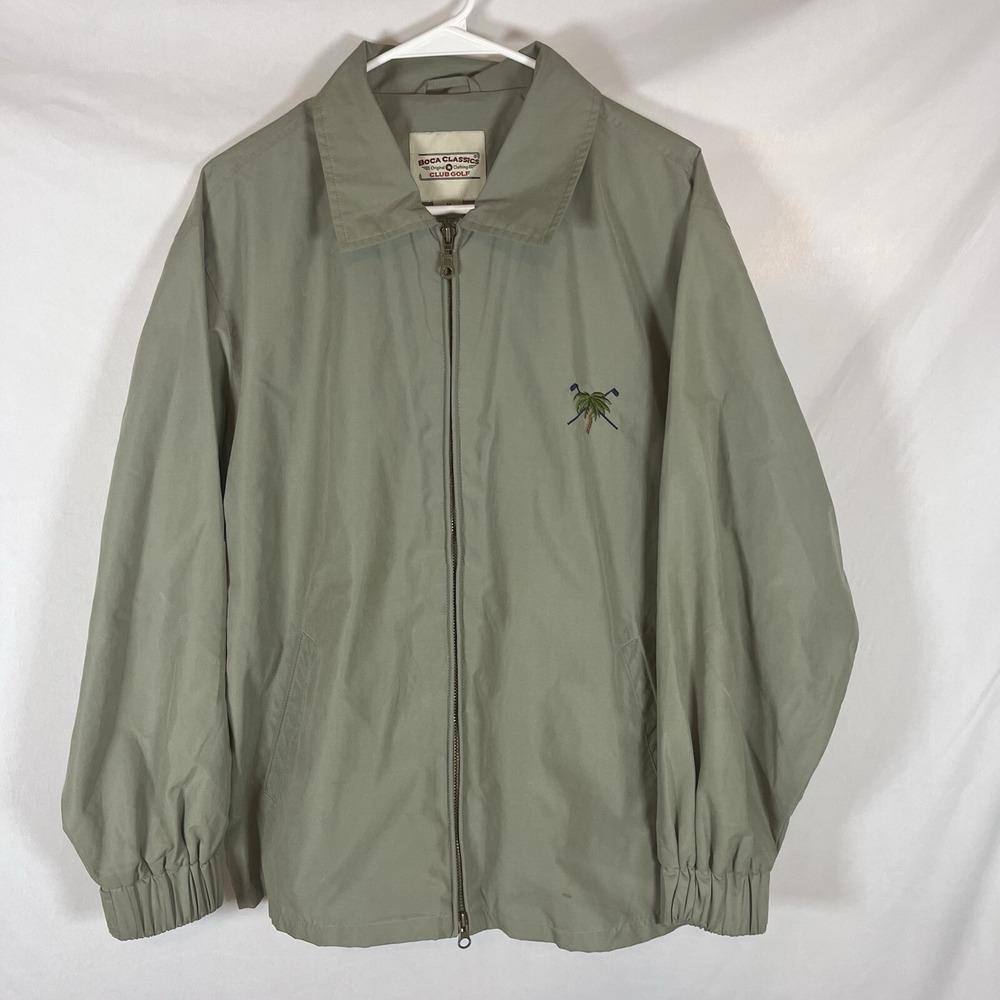 Men's Boca Classics Golf Jacket, Size M, Beige Tan Performance Palm Tree - Picture 2 of 7